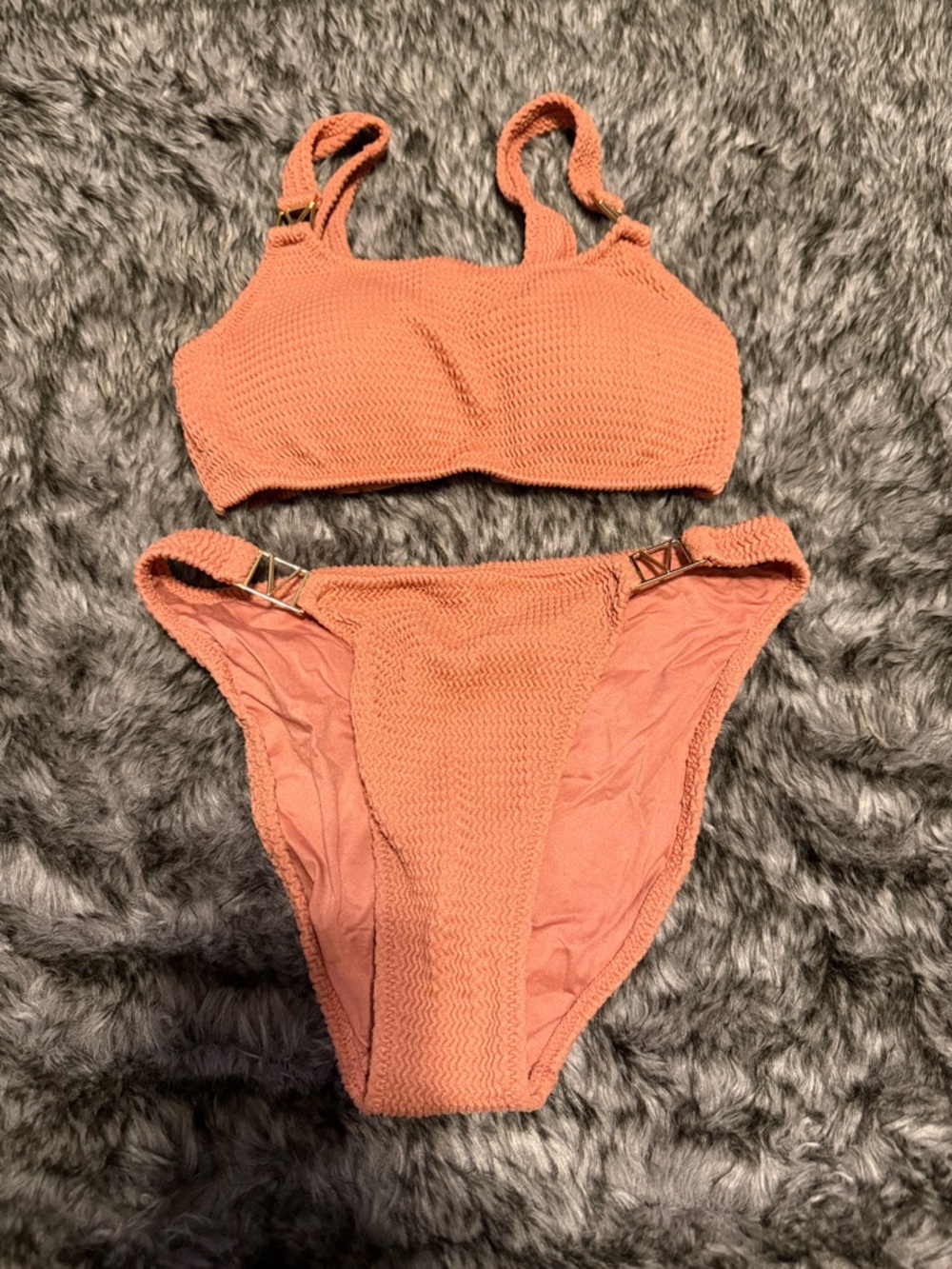 Textured Coral Bikini Set